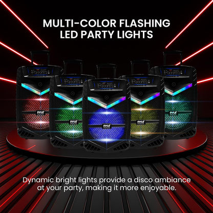 Portable Bluetooth PA Speaker 1200W Rechargeable 15" Subwoofer Party Lights