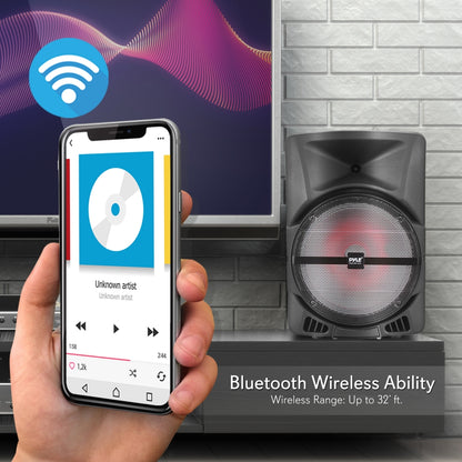 Wireless Portable PA Speaker 1200W Bluetooth LED Lights Rechargeable Battery