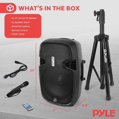 Wireless PA Speaker System 1500W Bluetooth 15" Woofer USB/SD Readers
