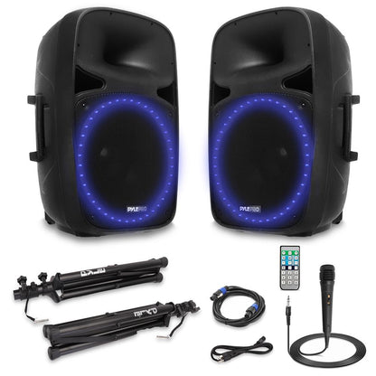 Wireless PA Speaker System 500W, Bluetooth, 15" Woofer, Party Lights