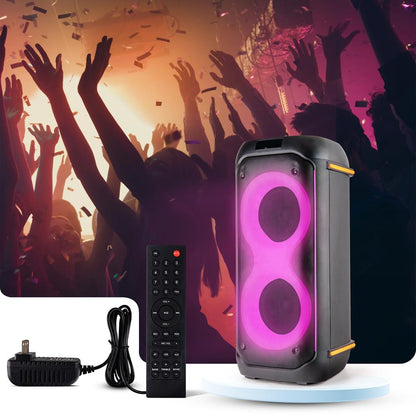 Bluetooth PA Speaker 160W Rechargeable Battery Dual 6.5" LED Lights