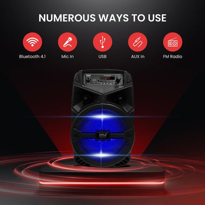 Rechargeable Bluetooth PA Speaker 240W, LED Lights, 6.5" Subwoofer