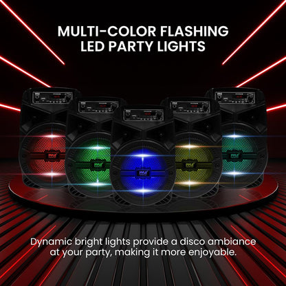 Rechargeable Bluetooth PA Speaker 240W, LED Lights, 6.5" Subwoofer