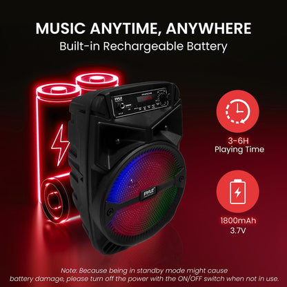 Rechargeable Bluetooth PA Speaker 240W, LED Lights, 6.5" Subwoofer