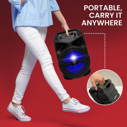 Rechargeable Bluetooth PA Speaker 240W, LED Lights, 6.5" Subwoofer