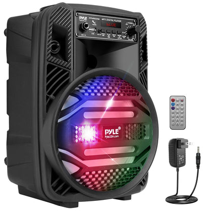 Portable Bluetooth PA Speaker 300W Rechargeable LED Lights 8" Subwoofer