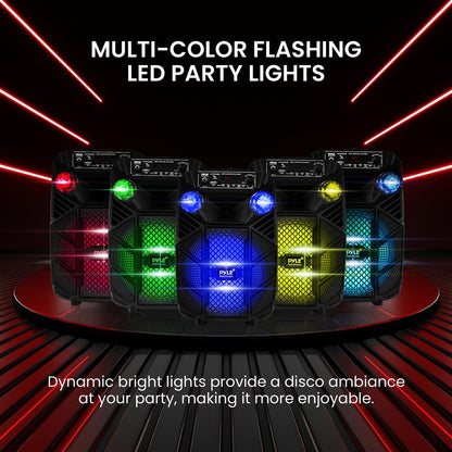 Bluetooth PA Speaker 300W Rechargeable 8" Subwoofer LED Lights