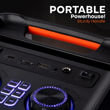 Bluetooth Party Speaker, Powerful Bass, TWS, LED Lights, Portable, 100W