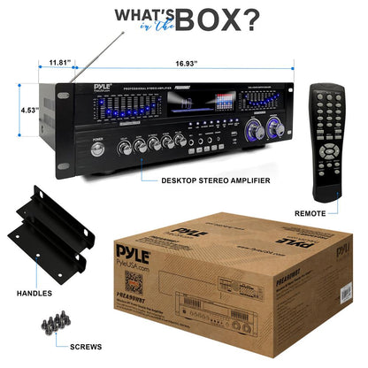 6-Channel Bluetooth Home Amplifier 1600W Wireless Streaming USB Inputs