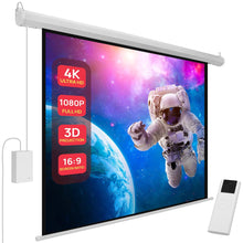 72" Motorized Projector Screen, Electronic Automatic Projection Display, Includes Remote Control