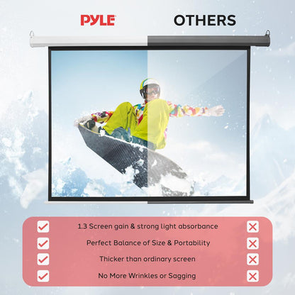 72" Motorized Projector Screen, Quick Setup, Matte White, Remote Control