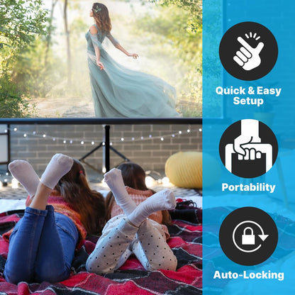 100" Portable Projector Screen - Quick Setup, Matte White, Tripod Stand