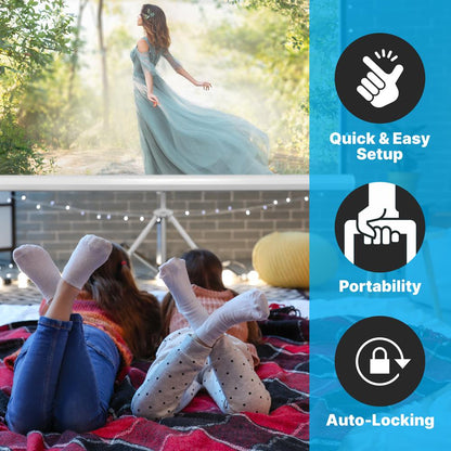 84" Portable Projector Screen, Quick Setup, Matte White Surface