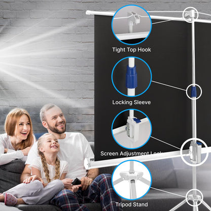 84" Portable Projector Screen, Quick Setup, Matte White Surface