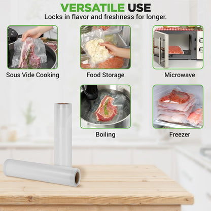 Vacuum Sealer Bags 20ft Multi-Layered Reusable Food-Grade Clear Rolls