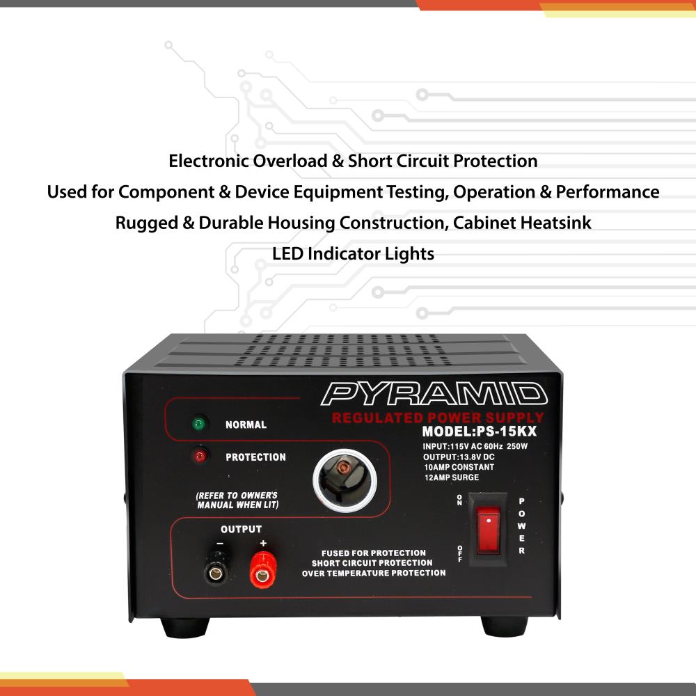 product image number 4 for Pyramid 10 Amp 13.8V Power Supply W/Cig Lighter