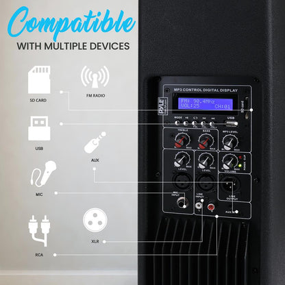 Portable Bluetooth PA Speaker System, 2000W, RGB Lights, Tripod Stand