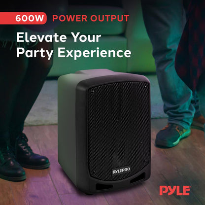 Bluetooth Karaoke PA Speaker, Portable 600W, Rechargeable, Wireless Mic