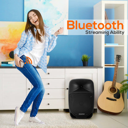 800W Portable Bluetooth PA Speaker, Rechargeable, UHF Mic, 8" Subwoofer