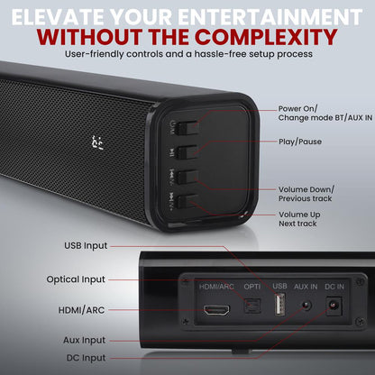 Home Theater Soundbar - Wireless Streaming, HDMI/ARC, Extended Bass