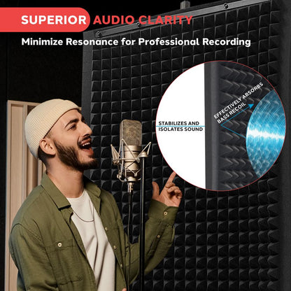 Acoustic Isolation Shield for Optimal Sound, 2" Foam, Charcoal Gray