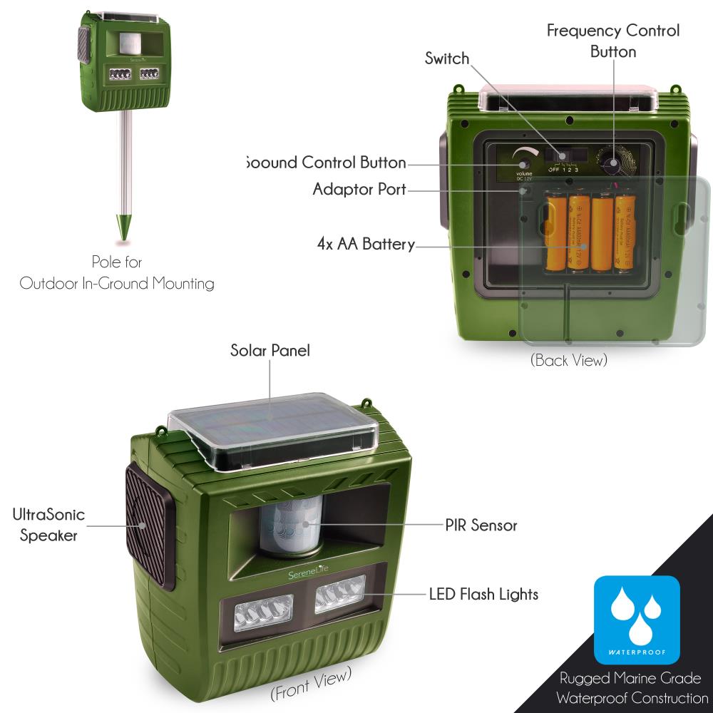 product image number 3 for SereneLife Solar Power Animal Repeller Insect Contr