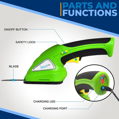 Cordless Hedge Trimmer 2-in-1 Quick Change Blades Lightweight Portable