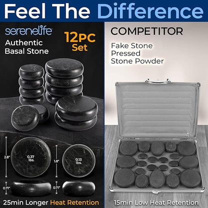 Heating Stone Massager for Muscle Therapy, Basalt Stones, Gray