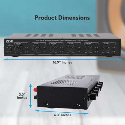 6-Channel Speaker Selector Switch, Multi-Zone Control, 100W, Compact Design