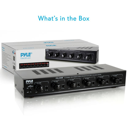 6-Channel Speaker Selector Switch, Multi-Zone Control, 100W, Compact Design