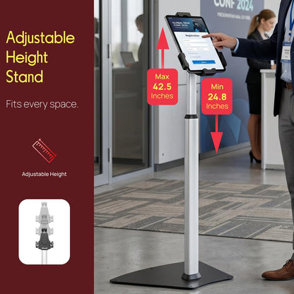 Tablet Security Stand Anti-Theft Lock Adjustable Aluminum Floor Mount