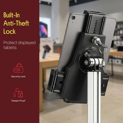 Tablet Security Stand Anti-Theft Lock Adjustable Aluminum Floor Mount