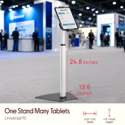 Tablet Security Stand Anti-Theft Lock Adjustable Aluminum Floor Mount