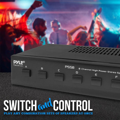 8-Way High Power Stereo Speaker Selector Box with Control