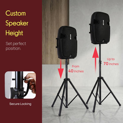 Dual Speaker Stand Kit, Adjustable Height, Durable Steel, Includes Bag