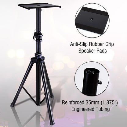 Adjustable Speaker Stands Pair, 90 lbs Capacity, Telescoping Metal Base