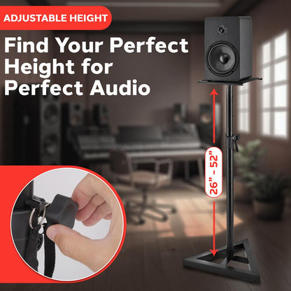 Height Adjustable Monitor Speaker Stands, Heavy-Duty, Telescoping