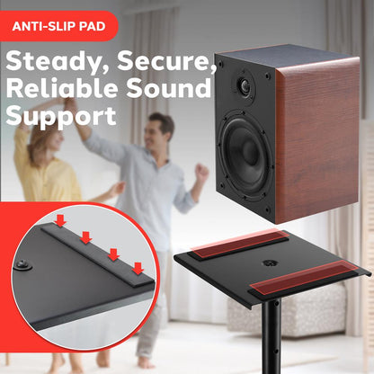 Height Adjustable Monitor Speaker Stands, Heavy-Duty, Telescoping