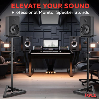 Height Adjustable Monitor Speaker Stands, Heavy-Duty, Telescoping