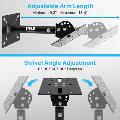 Speaker Wall/Ceiling Mounts - Adjustable Swivel, Steel, 75 lbs Capacity