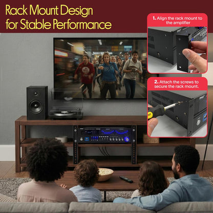 2000W Bluetooth 6-Channel Home Amplifier - Wireless Streaming, USB/AUX/RCA