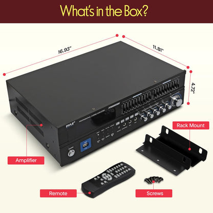 2000W Bluetooth 6-Channel Home Amplifier - Wireless Streaming, USB/AUX/RCA