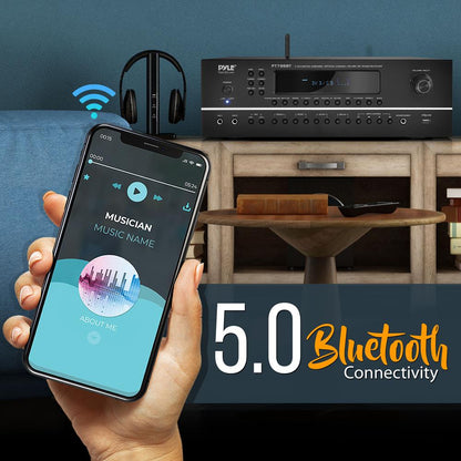 2000W 7.1-Ch Bluetooth Stereo Amplifier, 4K UHD, Surround Sound