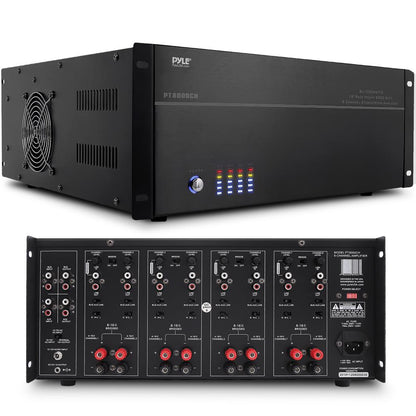 8-Zone Stereo Amplifier 8000W Rack Mount LED Display