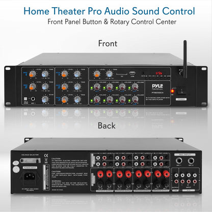 8-Channel Bluetooth Amplifier 4000W Multi-Zone Mixer with USB/AUX