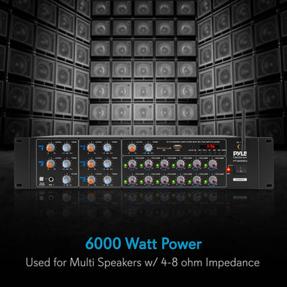 8-Channel Bluetooth Amplifier 4000W Multi-Zone Mixer with USB/AUX