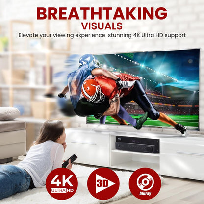Hi-Fi Bluetooth Home Theater Receiver with 4K Support