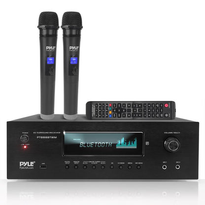 1000W 5.2-Channel Bluetooth Receiver with Wireless Mics