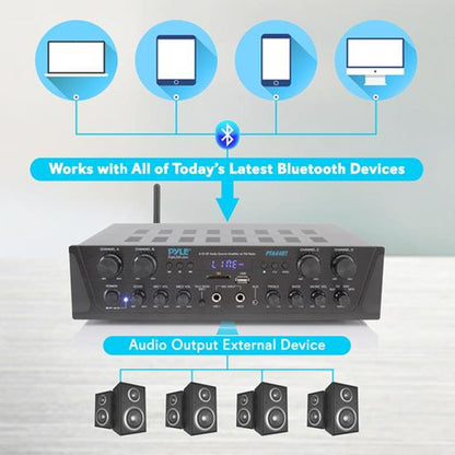 500W 4-Channel Bluetooth Amplifier with FM Radio