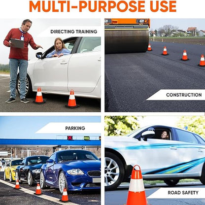 12" Traffic Cones 12-Pack, High Visibility PVC, Reflective, Orange